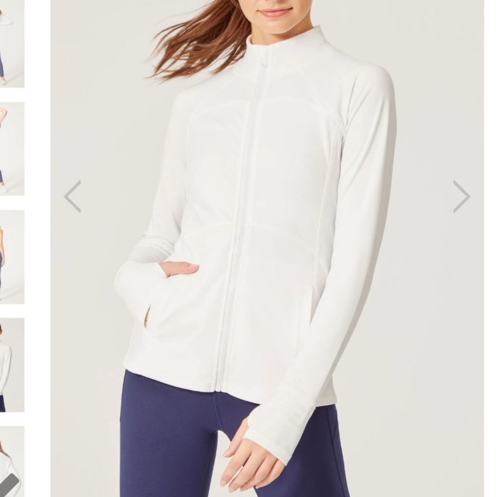 White thumbhole zip up jacket -New!